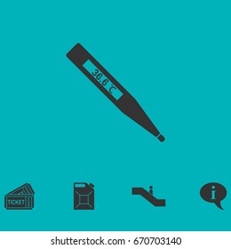 Medical thermometer icon flat. Simple vector symbol and bonus icon
