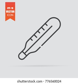 Medical thermometer icon in flat style isolated on grey background. For your design, logo. Vector illustration.
