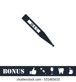 Medical thermometer icon flat. Vector illustration symbol and bonus pictogram