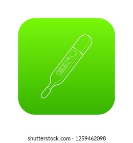 Medical thermometer icon green vector isolated on white background