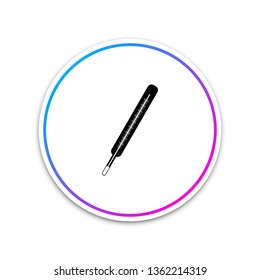 Medical thermometer icon isolated on white background. Circle white button. Vector Illustration