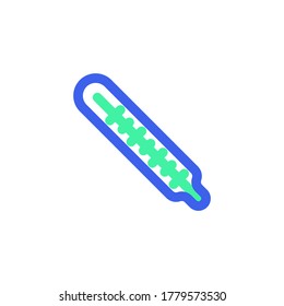Medizinische Thermometer-Ikone Vektor, gefülltes Flachzeichen, Bicolor Piktogramm, grün und blau. Symbol, Logo-Illustration