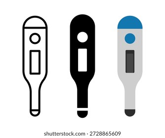 Icons für medizinische Thermometer. Vektorgrafik-Symbole, flach, einzeln auf weißem Hintergrund.