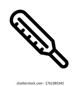 Medical thermometer line icon. Temperature measurement symbol or sign. Mercury thermometer icon. Vector illustration