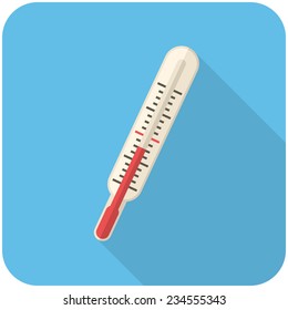 Medical thermometer, modern flat icon with long shadow