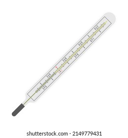Medical thermometer on white background. Medical treatment. Vector illustration.