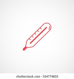 Medical Thermometer Red Flat Icon On White Background