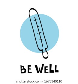 Medical Thermometer vector to check  temperature, fun font lettering, isolated on white background outline icon