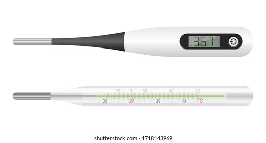 Medizinisches Thermometer, Vektorgrafik einzeln auf weißem Hintergrund