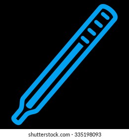 Medical Thermometer vector icon. Style is flat symbol, blue color, rounded angles, black background.