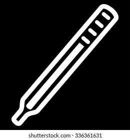 Medical Thermometer vector icon. Style is flat symbol, white color, rounded angles, black background.