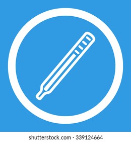 Medical Thermometer vector icon. Style is flat rounded symbol, white color, rounded angles, blue background.