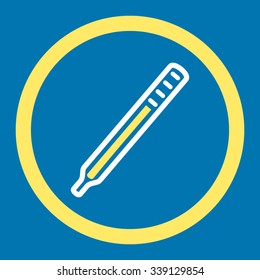 Medical Thermometer vector icon. Style is bicolor flat rounded symbol, yellow and white colors, rounded angles, blue background.