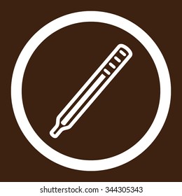 Medical Thermometer vector icon. Style is flat rounded symbol, white color, rounded angles, brown background.