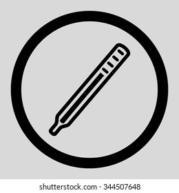 Medical Thermometer vector icon. Style is flat rounded symbol, black color, rounded angles, light gray background.