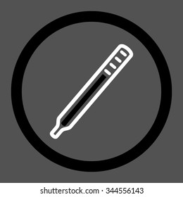 Medical Thermometer vector icon. Style is bicolor flat rounded symbol, black and white colors, rounded angles, gray background.