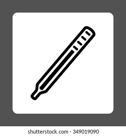Medical Thermometer vector icon. Style is flat rounded square button, black and white colors, gray background.