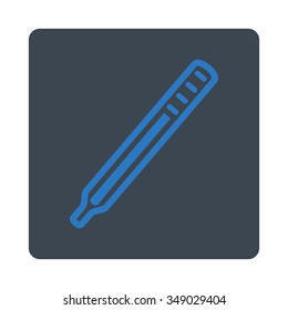 Medical Thermometer vector icon. Style is flat rounded square button, smooth blue colors, white background.