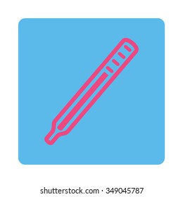 Medical Thermometer vector icon. Style is flat rounded square button, pink and blue colors, white background.