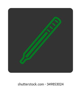 Medical Thermometer vector icon. Style is flat rounded square button, green and gray colors, white background.