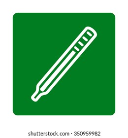 Medical Thermometer vector icon. Style is flat rounded square button, white and green colors, white background.