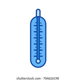 Icono de línea vectorial del termómetro médico aislado en fondo blanco. Icono de la línea del termómetro médico para infografía, sitio web o aplicación. Icono azul diseñado en un sistema de cuadrícula.