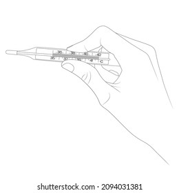Medical thermometer vector sketch. Instrument of temperature measurement.