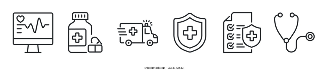 Medical thin line icon set. Web minimal icons