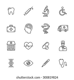 Medical thin line icons