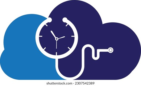 Medical time vector heart shape  logo template. This design use stethoscope symbol.	