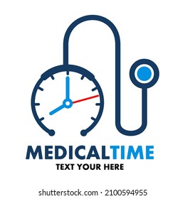 Medical time vector logo template. This design use stethoscope symbol.