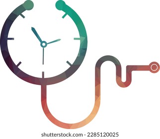 Medical time vector logo template. This design use stethoscope symbol.