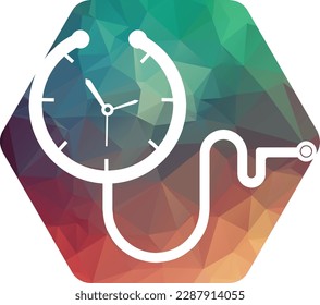 Medical time vector logo template. This design use stethoscope symbol.