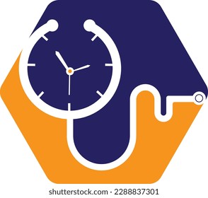 Plantilla de logotipo del vector de tiempo médico. Este diseño utiliza el símbolo del estetoscopio.