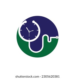Medical time vector logo template. This design use stethoscope symbol.	

