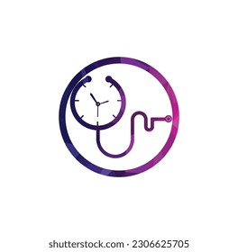 Medical time vector logo template. This design use stethoscope symbol.	

