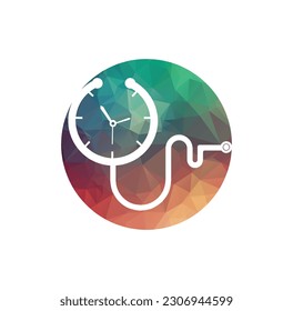 Medical time vector logo template. This design use stethoscope symbol.	
