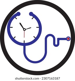 Medical time vector logo template. This design use stethoscope symbol.	
