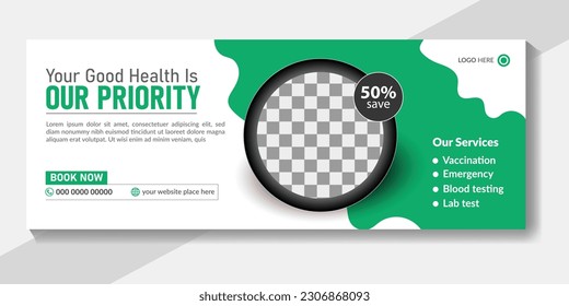 Medical timeline facebook cover design social media banner template, medical student, hospital banner, or web banner template
