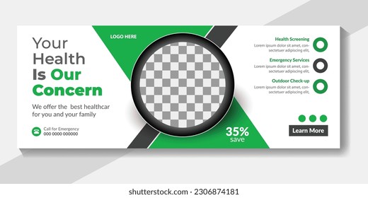 Medical timeline facebook cover design social media banner template, medical student, hospital banner, or web banner template