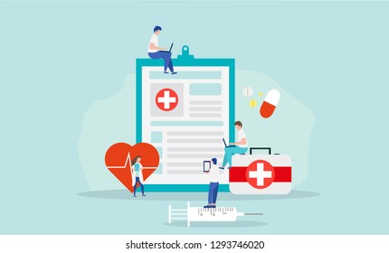 Ilustración Del Vector De Concepto De Personajes Médicos, Adecuada Para Papel De Fondo, Cartel, Fondo, Tarjeta, Ilustración De Libros Y Página De Inicio Web