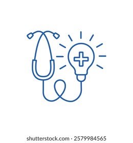 Medical tip, solution.  Vector linear icon illustration isolated on white background.