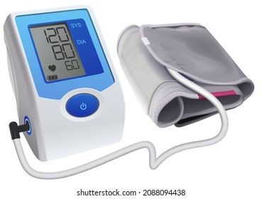 Medical tonometer electronic device for measuring blood pressure and pulse. Vector illustration isolated on white