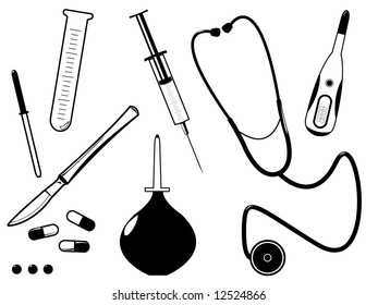 The medical tool of the doctor in a vector