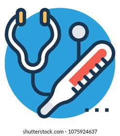 
Medical tools for health check up, stethoscope and thermometer
