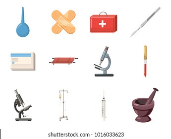 Medical tools icon set. Cartoon set of medical tools vector icons for web design isolated on white background