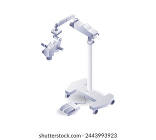 Medical tools medicine microscope tht flat isometric illustration