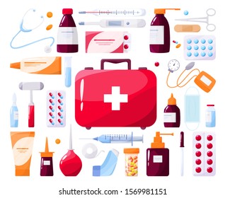 Set Isolated Medicines Flat Vector Illustration Stock Vector (Royalty ...