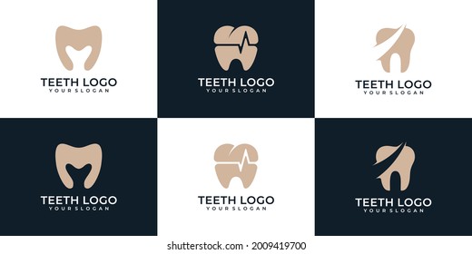 Medical tooth dentist logo inspiration. Logo can be used for icon, brand, identity, symbol, dental, clinic, health, mouth, and medicine
