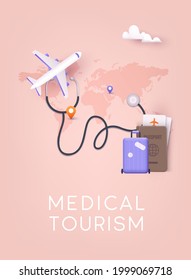 Medical tourism. 3D Vector Illustrations.